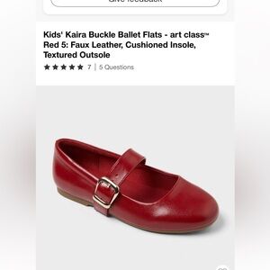 Art Class Kids' Red Buckle Ballet Flats- size 5